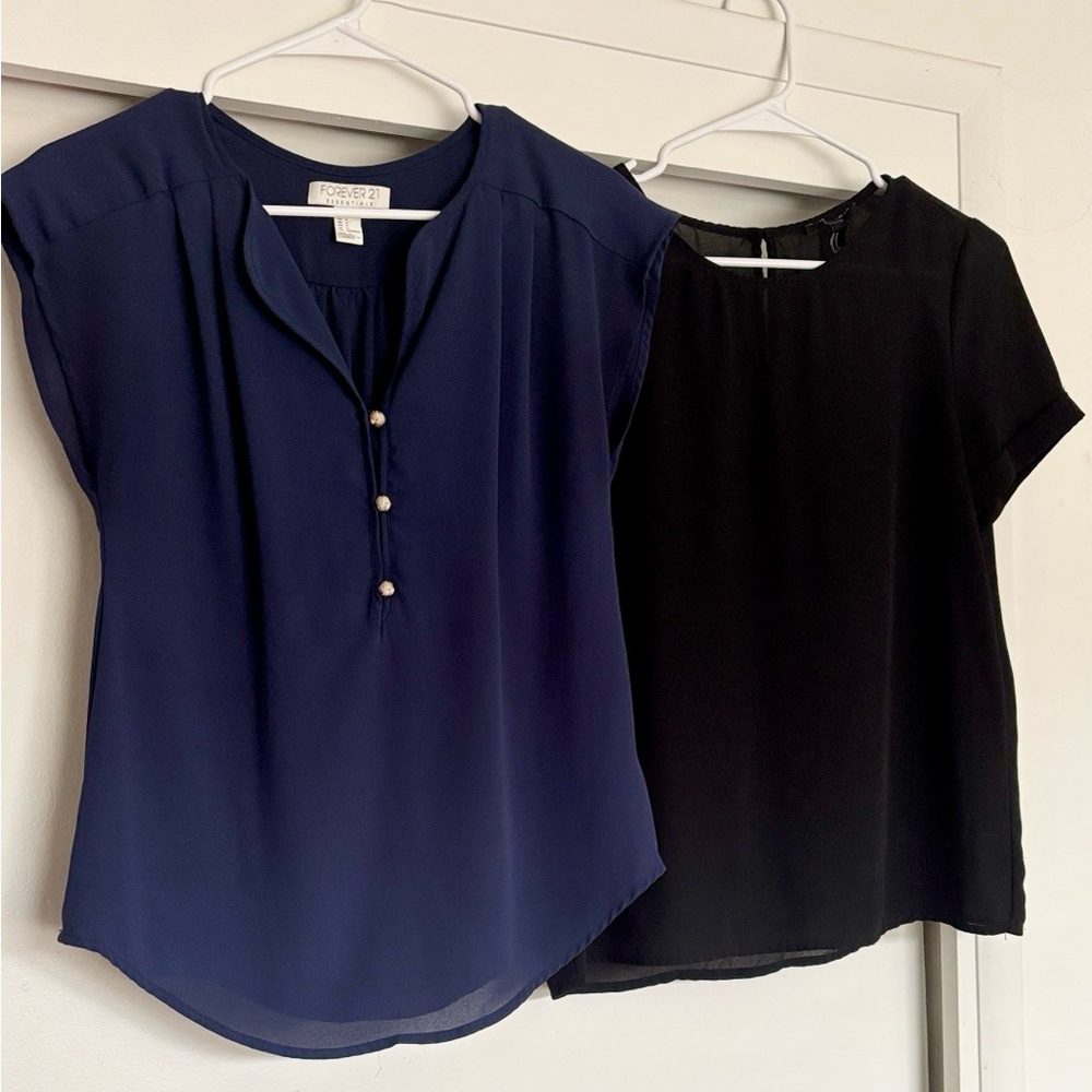 Forever 21 Navy and Black Blouse Set